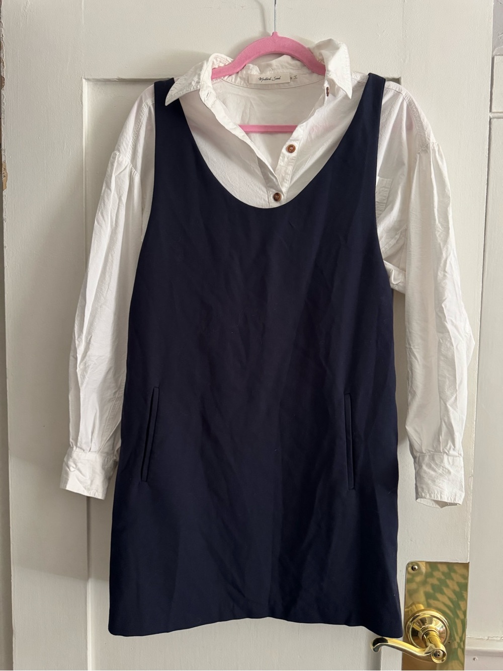 Zara Navy Mini Pinafore Dress